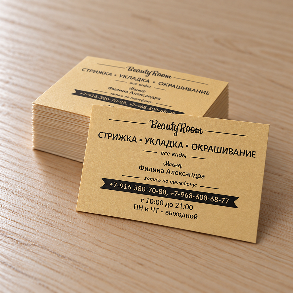 Наше портфолио - Дизайн визитки для салона красоты "Beauty Room"