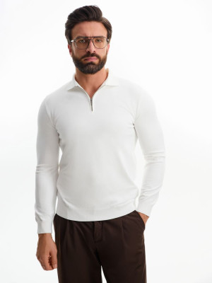 Рубашка поло мужская с длинным рукавом Terrazzo, белая