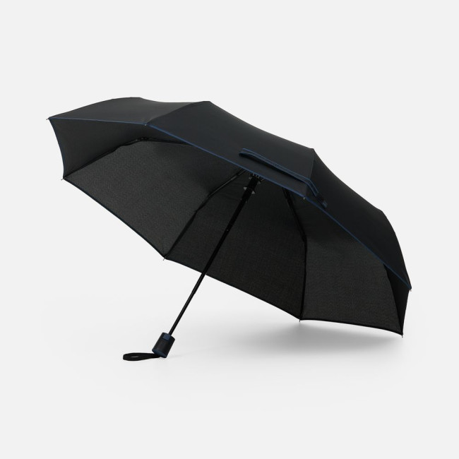Зонт складной Edgeline, черный с синим